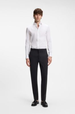 Dressletic slim-fit broek van wasbare stretchjersey, Zwart