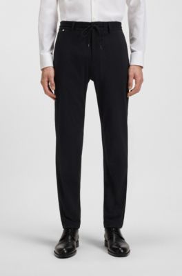 Dressletic slim-fit trousers in washable stretch jersey, Black