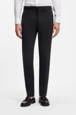 Pantaloni slim fit in jersey elasticizzato ad alte prestazioni, Nero