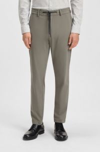 Slim-fit trousers in performance-stretch jersey, Green