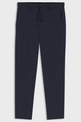 Pantaloni slim fit in jersey elasticizzato ad alte prestazioni, Blu scuro