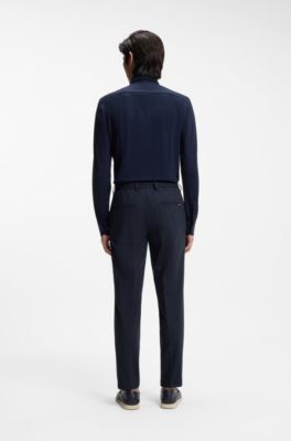 Slim fit Dressletic-byxor i tv&auml;ttbar stretchjersey, M&ouml;rkbl&aring;