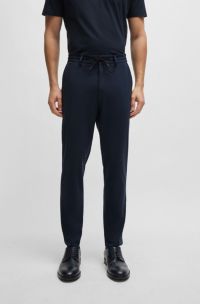 Slim-fit broek van hoogwaardige stretchjersey, Donkerblauw