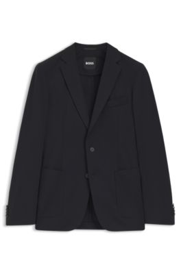 Slim-fit jacket in performance-stretch jersey, Black
