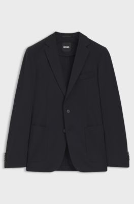 Slim-fit jacket in performance-stretch jersey, Black
