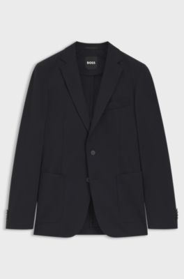 Slim-fit colbert van hoogwaardige stretchjersey, Zwart