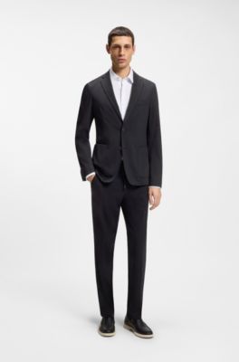 Slim-fit jacket in performance-stretch jersey, Black