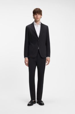 Slim-fit jacket in performance-stretch jersey, Black