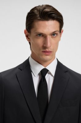 Slim-fit jacket in performance-stretch jersey, Black