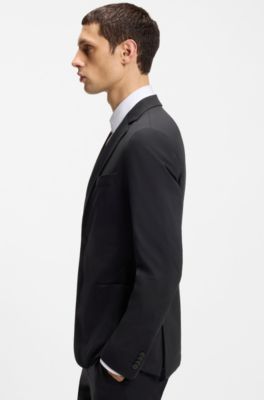 Slim-fit jacket in performance-stretch jersey, Black