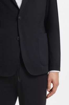 Slim-fit jacket in performance-stretch jersey, Black