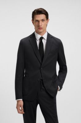 Slim-fit jacket in performance-stretch jersey, Black