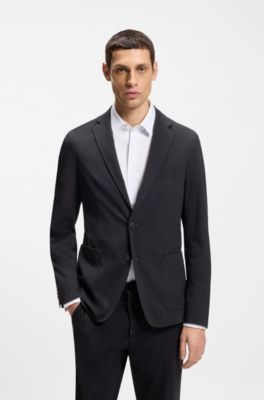 Slim-fit jacket in performance-stretch jersey, Black