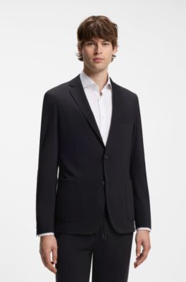 Slim-fit jacket in performance-stretch jersey, Black