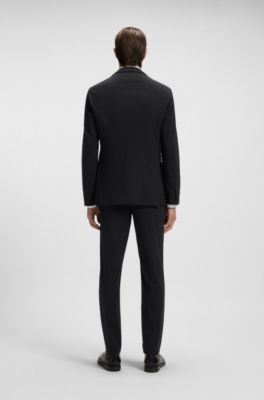 Slim-fit jacket in performance-stretch jersey, Black