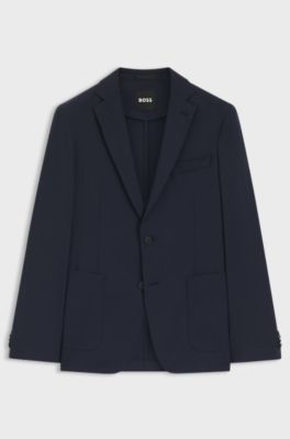 Slim-fit jacket in performance-stretch jersey, Dark Blue
