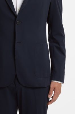 Slim-fit jacket in performance-stretch jersey, Dark Blue