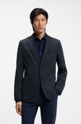 Slim-fit colbert van hoogwaardige stretchjersey, Donkerblauw