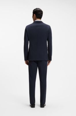 Slim-fit jacket in performance-stretch jersey, Dark Blue