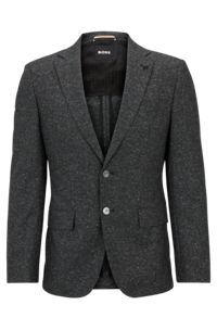 Slim-fit jacket in a micro-pattern wool blend, Grey