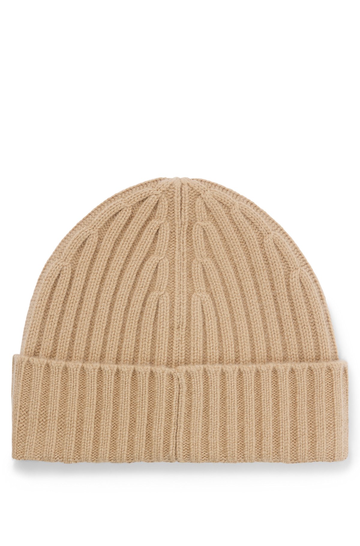 BOSS - Ribbed beanie hat in cashmere