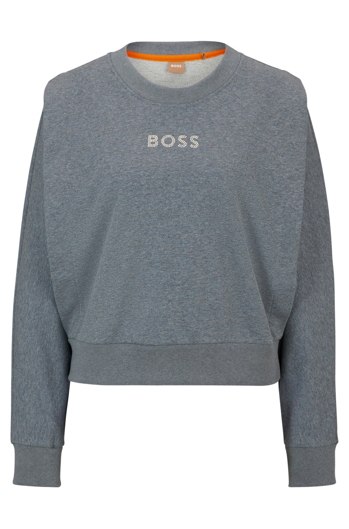 Relaxed-fit sweatshirt with layered shoulders and embellished logo, Grey