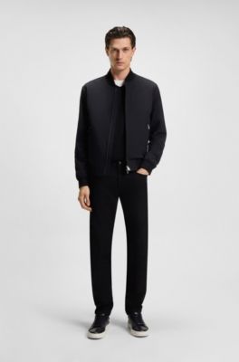 Slim-fit jacket in performance-stretch jersey, Black