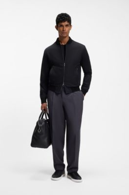 Slim-fit jacket in performance-stretch jersey, Black