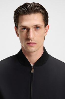 Slim-fit jacket in performance-stretch jersey, Black