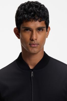 Slim-fit jacket in performance-stretch jersey, Black