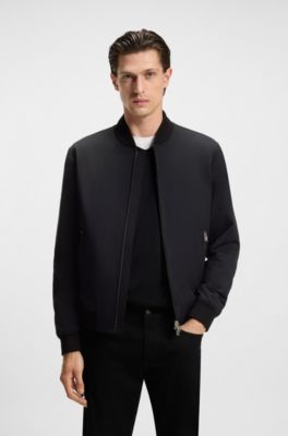 Slim-fit jacket in performance-stretch jersey, Black