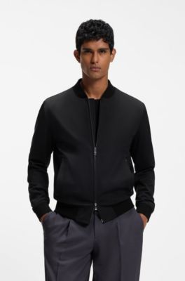 Slim-fit jacket in performance-stretch jersey, Black