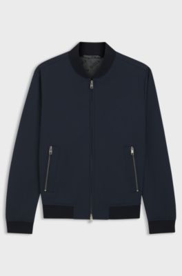 Slim-fit jacket in performance-stretch jersey, Dark Blue
