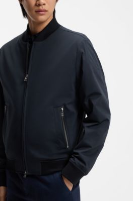 Slim-fit jacket in performance-stretch jersey, Dark Blue