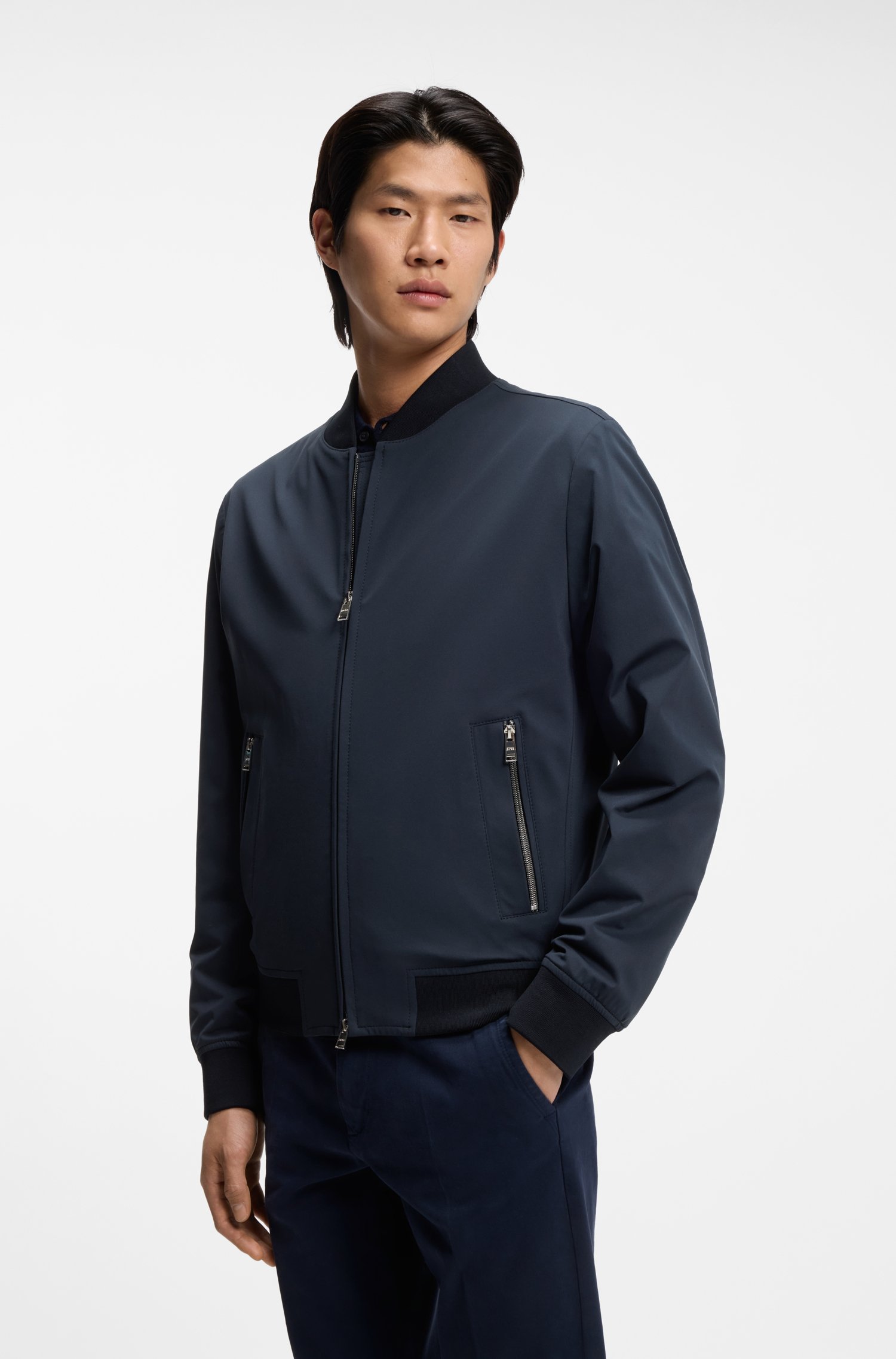 Boss Slim-fit jacket in performance-stretch jersey jackor herr