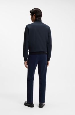 Slim-fit jacket in performance-stretch jersey, Dark Blue
