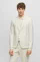 Slim-fit jacket in melange wool-blend jersey, White