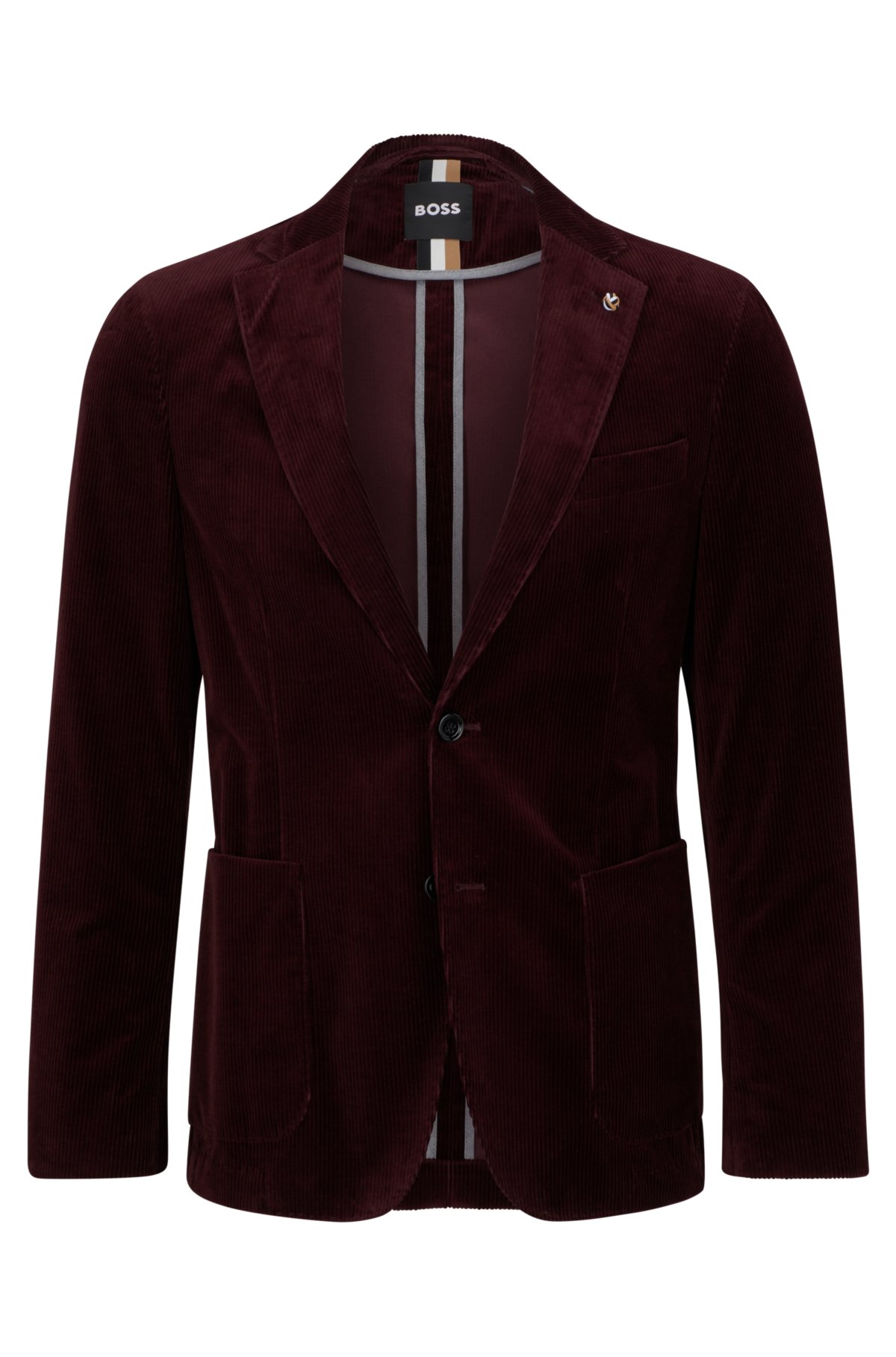 BOSS - Slim-fit jacket in micro-patterned stretch cotton