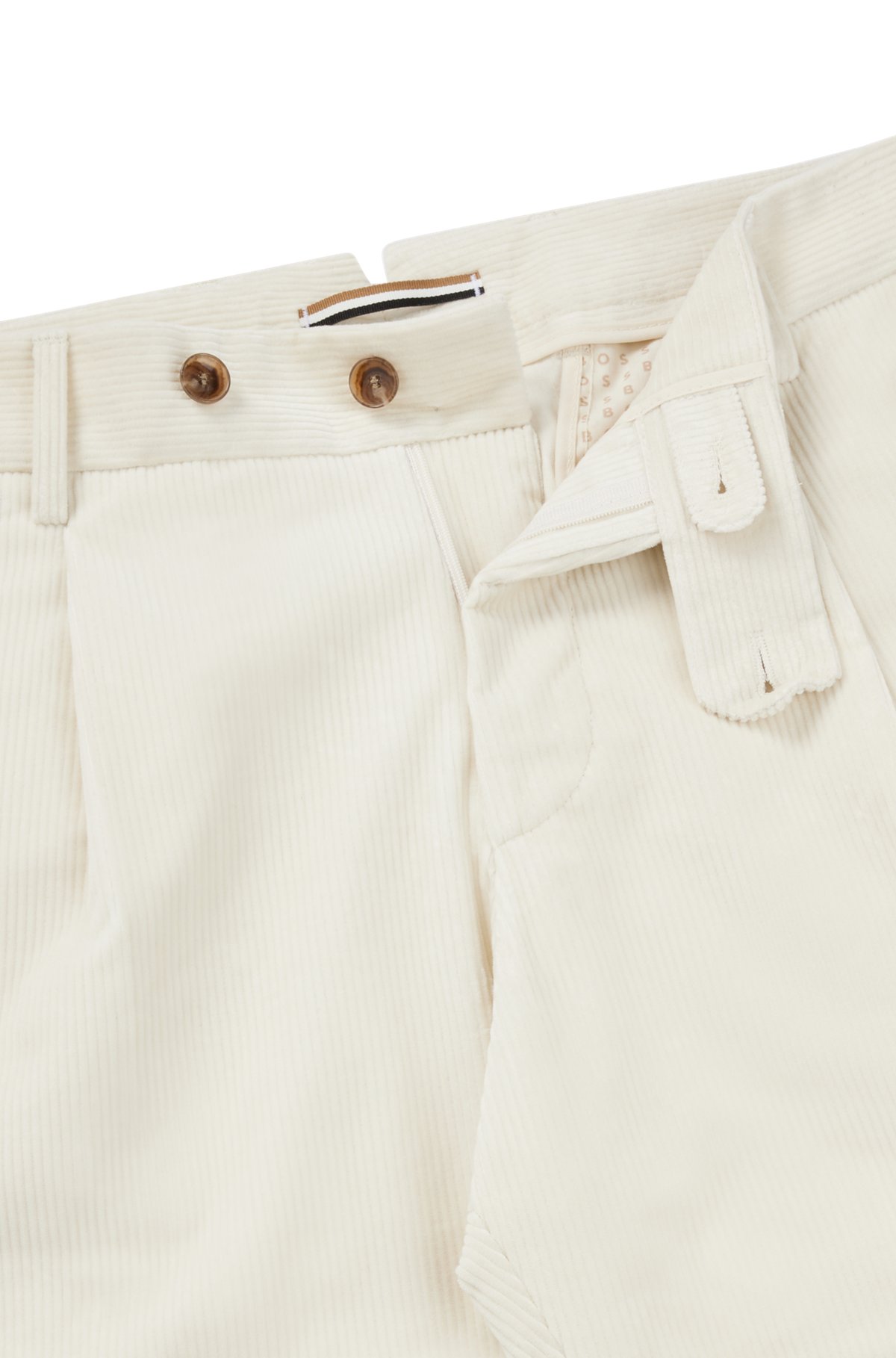 Relaxed-fit trousers in stretch-cotton corduroy, Beige