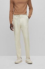 Relaxed-fit trousers in a melange wool blend, White