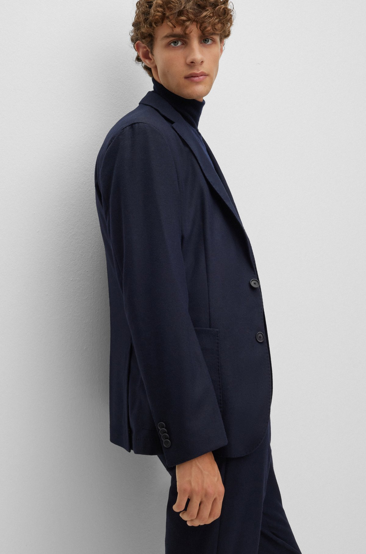 BOSS - Slim-fit single-breasted jacket in stretch material