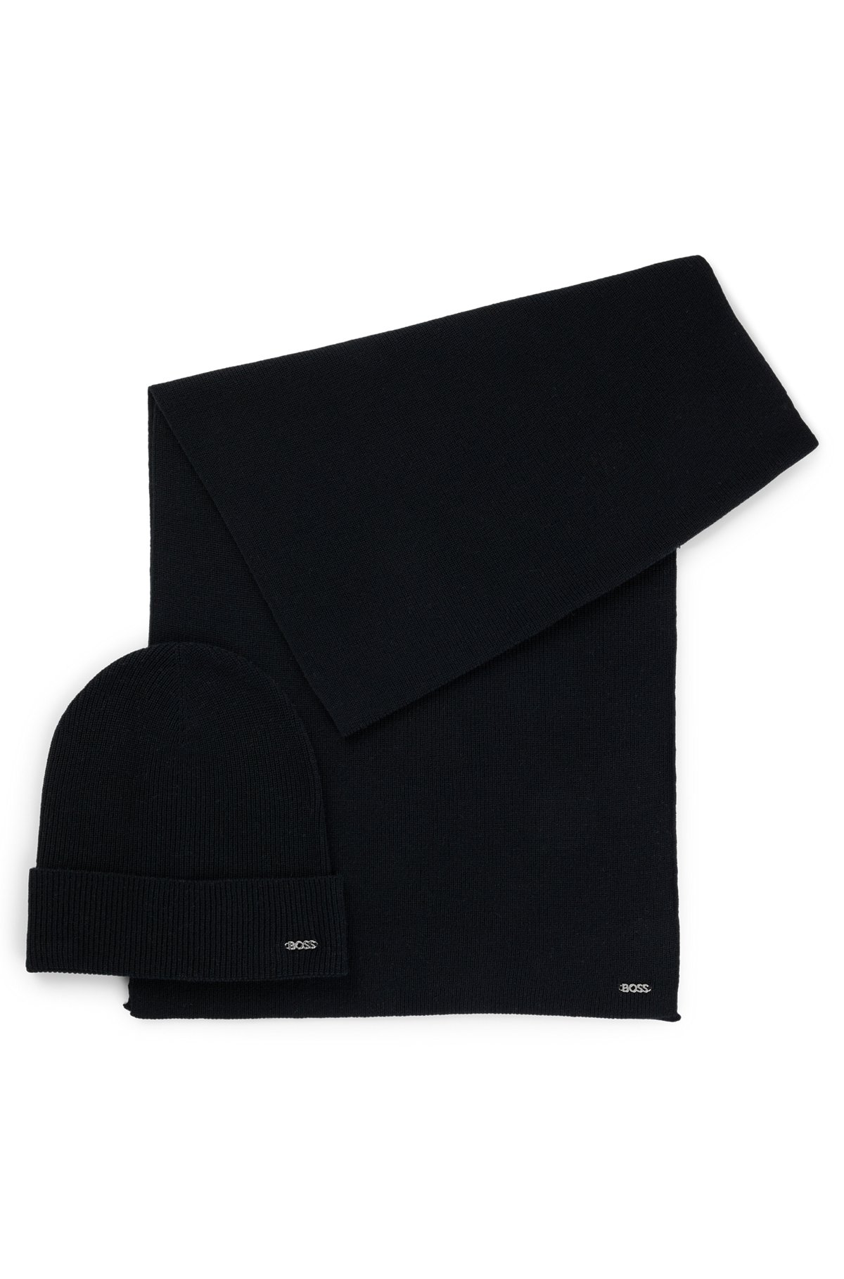 BOSS - Geschenk-Set mit geripptem Schal und Mütze