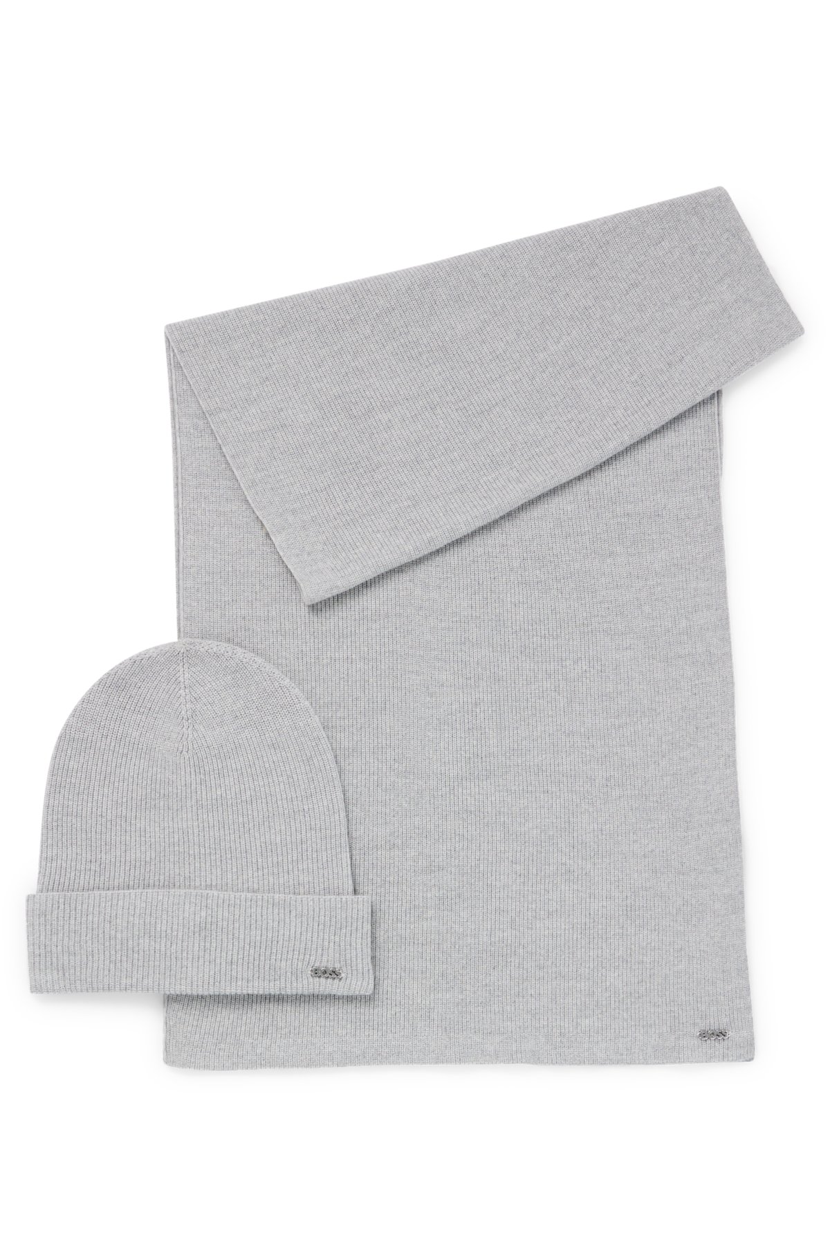 BOSS - Geschenk-Set mit geripptem Schal und Mütze