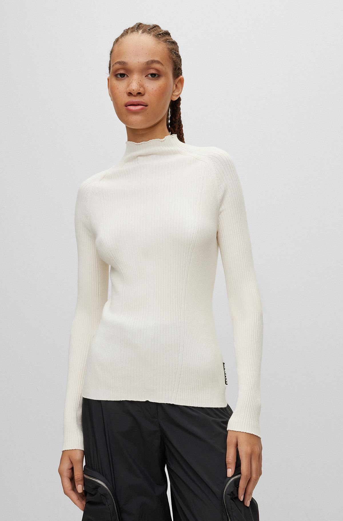 Fashion White Turtleneck Sweaters for Women by HUGO BOSS