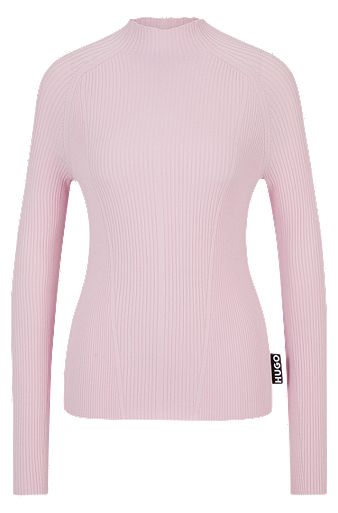 Frill-collar sweater with logo flag, light pink