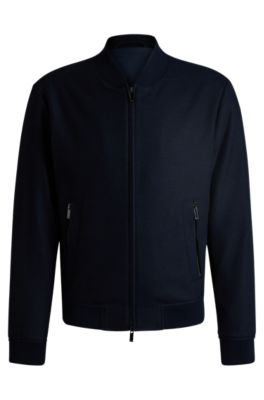 Slim-fit jacket with two-way front zip, Dark Blue