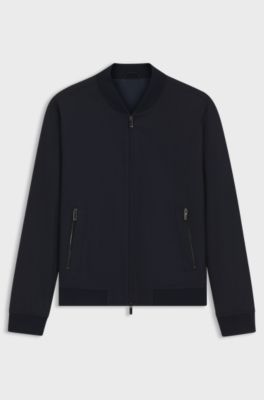 Slim-fit jacket with two-way front zip, Dark Blue