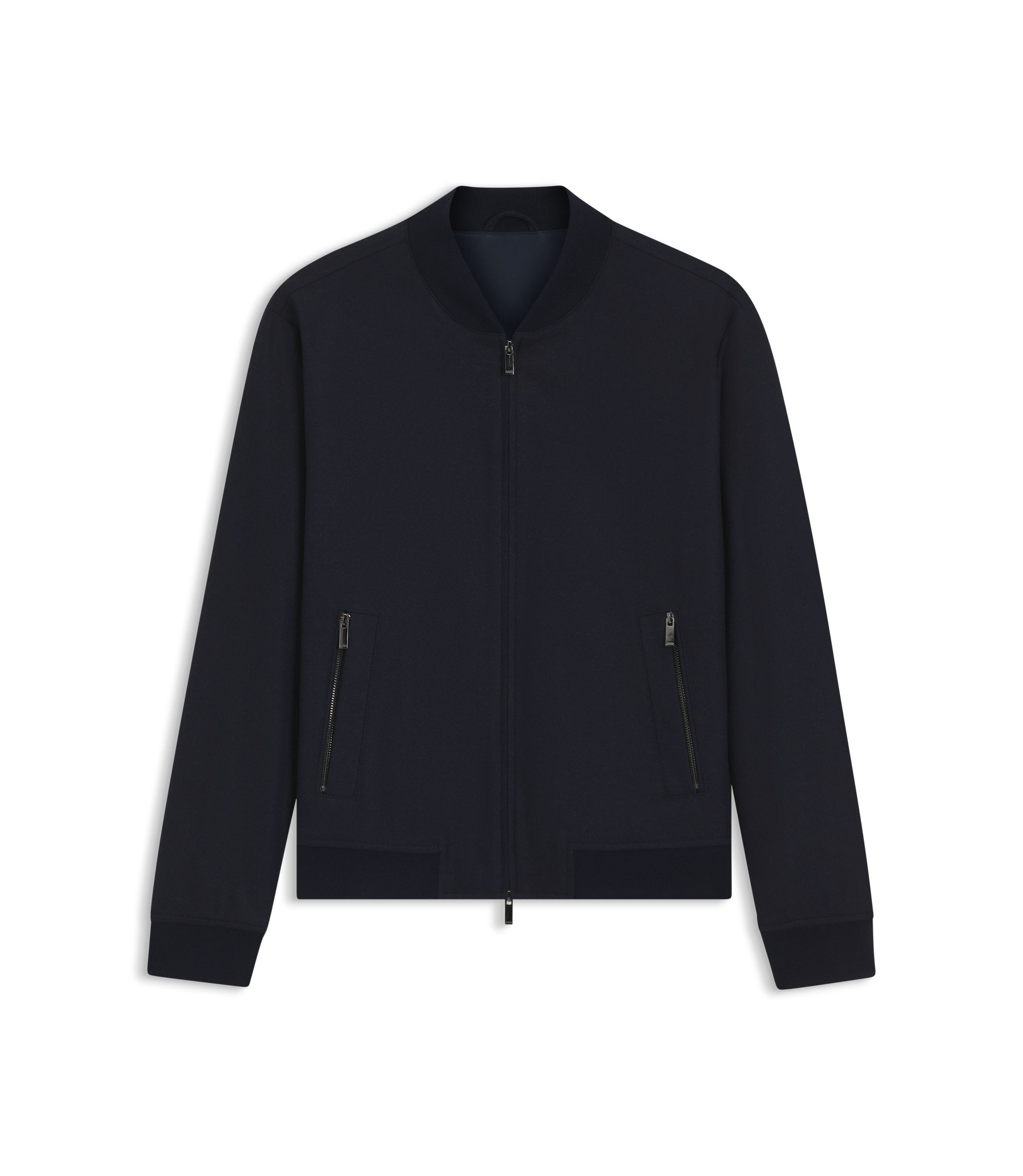 BOSS - Slim-fit jacket with two-way front zip - Dark Blue