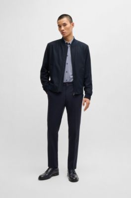 Slim-fit jacket with two-way front zip, Dark Blue