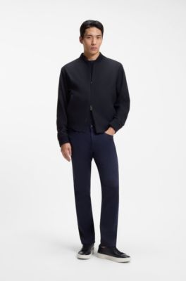 Slim-fit jacket with two-way front zip, Dark Blue